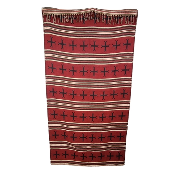 Oversized Vintage Wool Feel Serape Style Soth Wesern Vibes Wrap Scarf - Picture 2 of 9